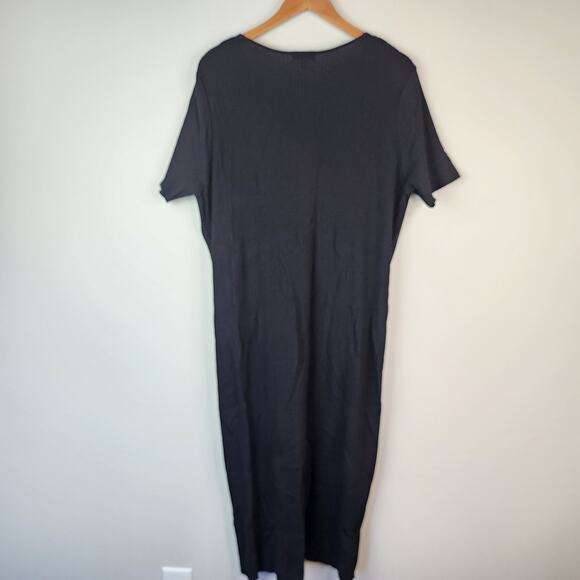 Universal Standard Twist Knit Ribbed Dress Black LARGE Stretch - Picture 5 of 7